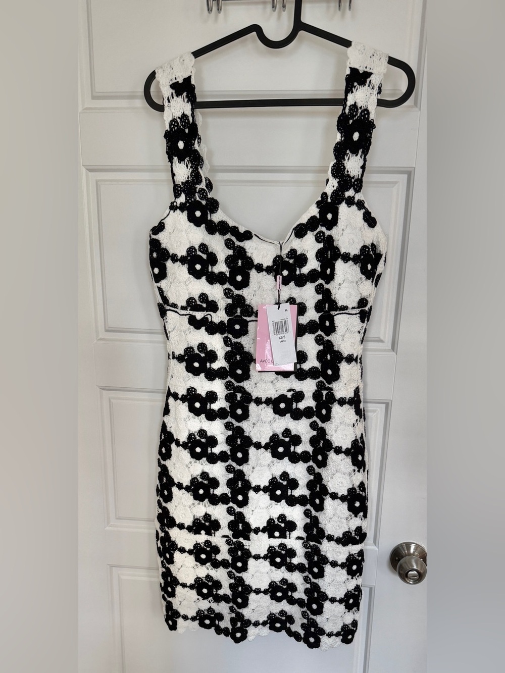 Avec Les Filles Black and White Floral Crochet Mini Dress - Picture 8 of 8
